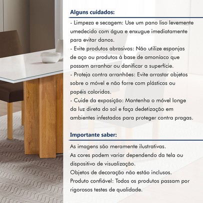 Mesa de Jantar 4 Lugares Lorena Espanha com Vidro Cinamomo/Off White/Marrom - Cel Móveis