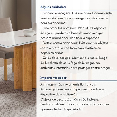 Mesa de Jantar 4 Lugares Lorena Espanha com Vidro Cinamomo/Off White/Bege Escuro - Cel Móveis