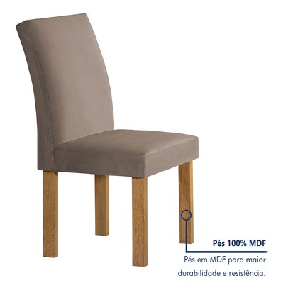 Mesa de Jantar 4 Lugares Lorena Espanha com Vidro Cinamomo/Off White/Bege Escuro - Cel Móveis