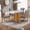 Mesa de Jantar 4 Lugares Lorena Espanha com Vidro Cinamomo/Off White/Bege Escuro - Cel Móveis