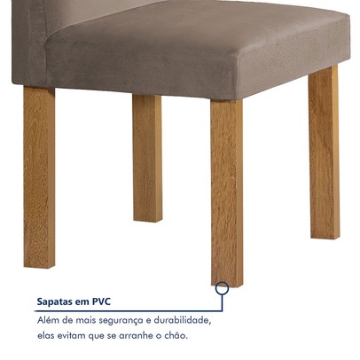 Mesa de Jantar 4 Lugares Lorena Espanha com Vidro Cinamomo/Off White/Bege Escuro - Cel Móveis