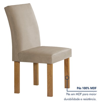 Mesa de Jantar 4 Lugares Lorena Espanha com Vidro Cinamomo/Off White/Bege Claro - Cel Móveis