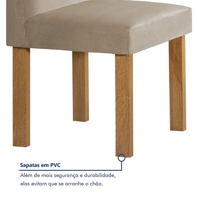 Mesa de Jantar 4 Lugares Lorena Espanha com Vidro Cinamomo/Off White/Bege Claro - Cel Móveis