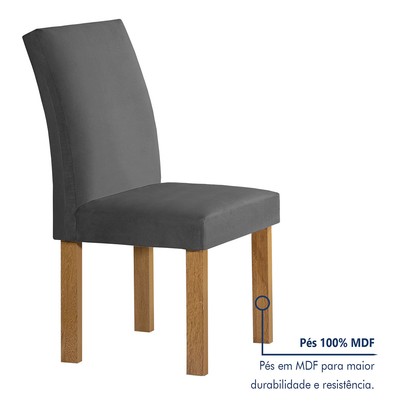 Mesa de Jantar 4 Lugares Lorena Espanha com Vidro Cinamomo/Off White/Cinza - Cel Móveis