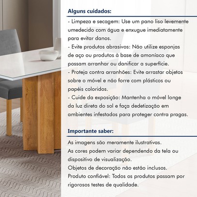 Mesa de Jantar 4 Lugares Lorena Espanha com Vidro Cinamomo/Off White/Cinza - Cel Móveis