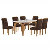 Mesa de Jantar 6 Lugares Melina Carolina com Vidro Cinamomo/Off White/Veludo Marrom - Cel Móveis