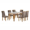 Mesa de Jantar 6 Lugares Melina Carolina com Vidro Cinamomo/Off White/Veludo Bege Escuro - Cel Móveis