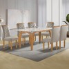 Mesa de Jantar 6 Lugares Melina Carolina com Vidro Cinamomo/Off White/Veludo Bege Claro - Cel Móveis