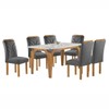Mesa de Jantar 6 Lugares Melina Carolina com Vidro Cinamomo/Off White/Veludo Cinza - Cel Móveis
