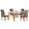 Mesa de Jantar 4 Lugares Melina Carolina com Vidro Cinamomo/Off White/Bege Escuro - Cel Móveis