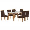 Mesa de Jantar 6 Lugares Melina Luisa com Vidro Cinamomo/Off White/Marrom - Cel Móveis