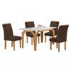 Mesa de Jantar 4 Lugares Melina Luisa com Vidro Cinamomo/Off White/Marrom - Cel Móveis