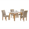 Mesa de Jantar 4 Lugares Melina Luisa com Vidro Cinamomo/Off White/Bege Claro - Cel Móveis