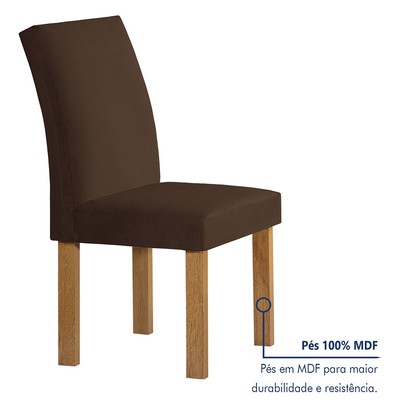 Mesa de Jantar 4 Lugares Carolina Espanha com Vidro Cinamomo/Off White/Marrom - Cel Móveis