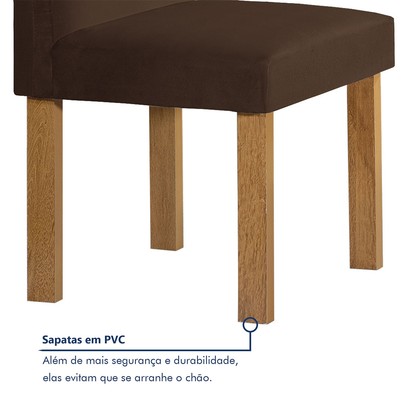 Mesa de Jantar 4 Lugares Carolina Espanha com Vidro Cinamomo/Off White/Marrom - Cel Móveis