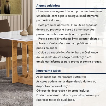 Mesa de Jantar 4 Lugares Carolina Espanha com Vidro Cinamomo/Off White/Marrom - Cel Móveis