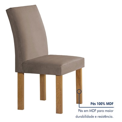 Mesa de Jantar 4 Lugares Carolina Espanha com Vidro Cinamomo/Off White/Bege Escuro - Cel Móveis