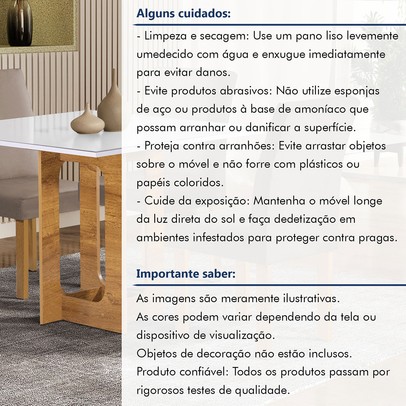 Mesa de Jantar 4 Lugares Carolina Espanha com Vidro Cinamomo/Off White/Bege Escuro - Cel Móveis