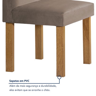 Mesa de Jantar 4 Lugares Carolina Espanha com Vidro Cinamomo/Off White/Bege Escuro - Cel Móveis