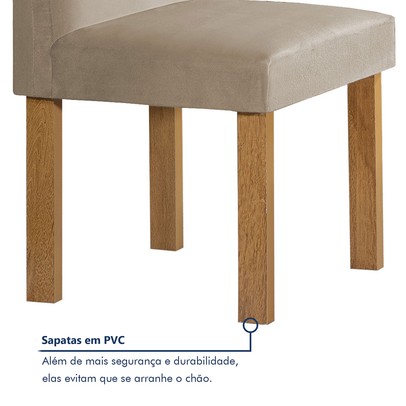 Mesa de Jantar 4 Lugares Carolina Espanha com Vidro Cinamomo/Off White/Bege Claro - Cel Móveis