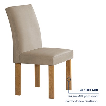 Mesa de Jantar 4 Lugares Carolina Espanha com Vidro Cinamomo/Off White/Bege Claro - Cel Móveis