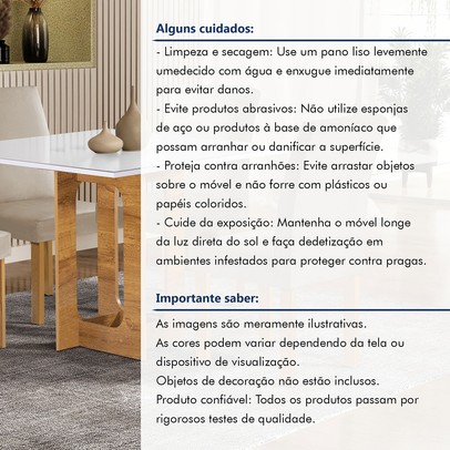 Mesa de Jantar 4 Lugares Carolina Espanha com Vidro Cinamomo/Off White/Bege Claro - Cel Móveis