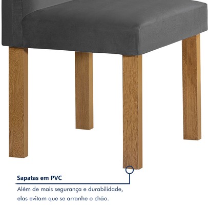 Mesa de Jantar 4 Lugares Carolina Espanha com Vidro Cinamomo/Off White/Cinza - Cel Móveis