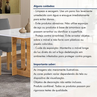 Mesa de Jantar 4 Lugares Carolina Espanha com Vidro Cinamomo/Off White/Cinza - Cel Móveis