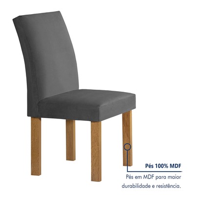 Mesa de Jantar 4 Lugares Carolina Espanha com Vidro Cinamomo/Off White/Cinza - Cel Móveis