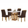 Mesa de Jantar 4 Lugares Carolina com Vidro Cinamomo/Off White/Marrom - Cel Móveis