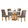 Mesa de Jantar 4 Lugares Carolina com Vidro Cinamomo/Off White/Bege Escuro - Cel Móveis