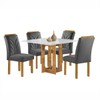 Mesa de Jantar 4 Lugares Carolina com Vidro Cinamomo/Off White/Cinza - Cel Móveis