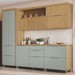 Cozinha Completa Marquesa 7 Portas 6 Gavetas 100% Mdf Ripado Nature/Verde - Nesher