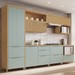 Cozinha Completa Marquesa 7 Portas 7 Gavetas 100% Mdf Ripado Verde/Nature - Nesher