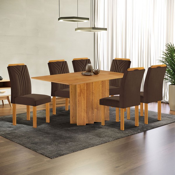 Mesa de Jantar 6 Lugares Lorena Celeste Cinamomo/Marrom - Cel Móveis