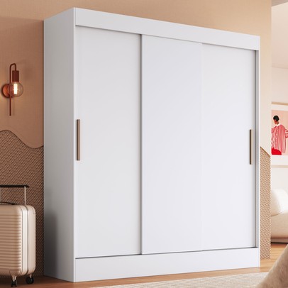 Guarda Roupa Casal Londres 3 Portas 2 Gavetas 100% Mdf Branco - Doripel Móveis