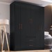 Guarda-Roupa Casal Sidney 6 Portas 2 Gavetas Preto - Doripel Móveis