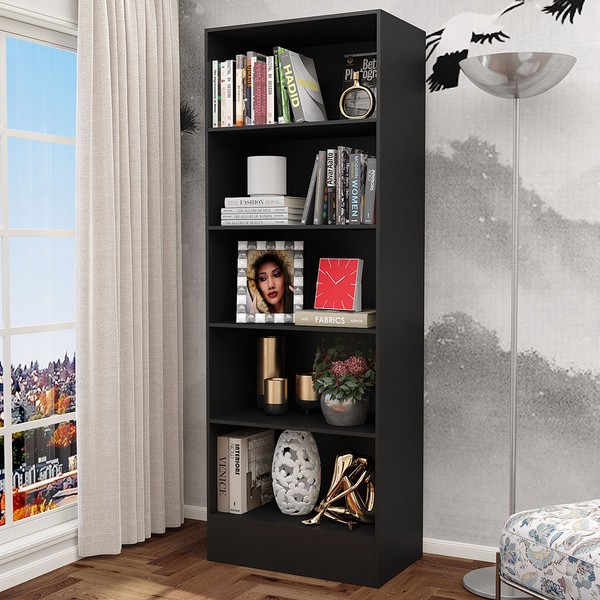 Estante para Livros Clarice 4 Prateleiras Preto - Carioca Móveis