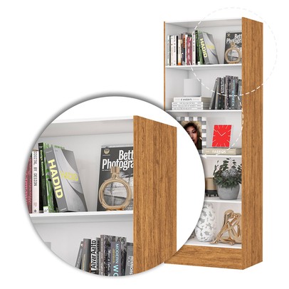 Estante para Livros Clarice 4 Prateleiras Cinamomo - Carioca Móveis