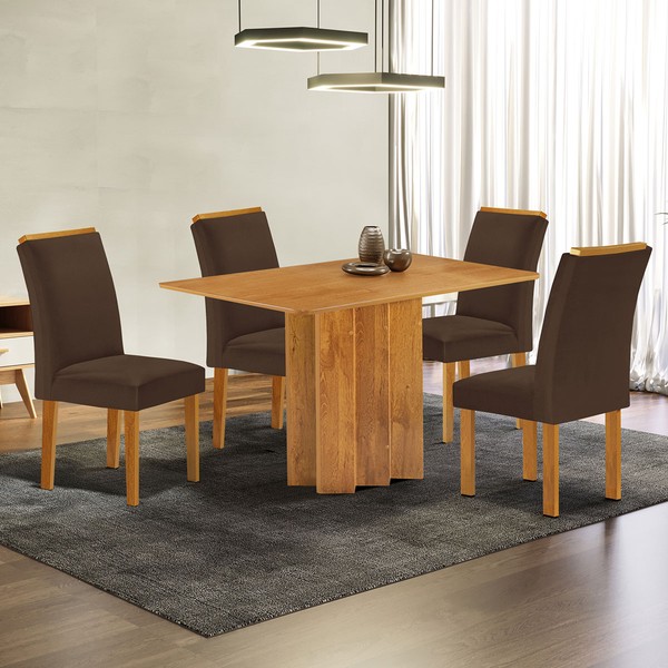 Mesa de Jantar 4 Lugares Lorena Luisa Cinamomo/Marrom - Cel Móveis