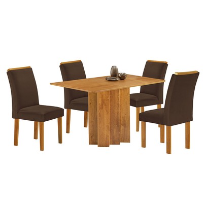 Mesa de Jantar 4 Lugares Lorena Luisa Cinamomo/Marrom - Cel Móveis