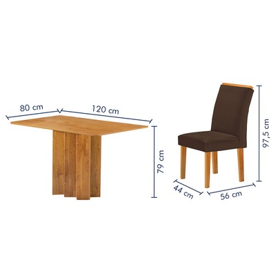 Mesa de Jantar 4 Lugares Lorena Luisa Cinamomo/Marrom - Cel Móveis