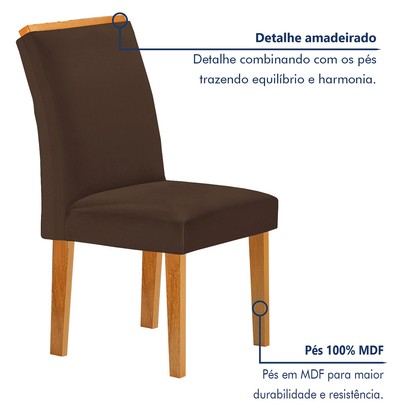 Mesa de Jantar 4 Lugares Lorena Luisa Cinamomo/Marrom - Cel Móveis