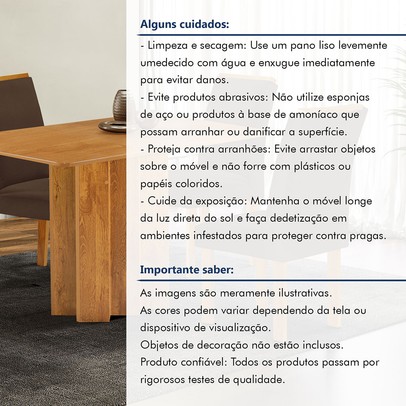 Mesa de Jantar 4 Lugares Lorena Luisa Cinamomo/Marrom - Cel Móveis