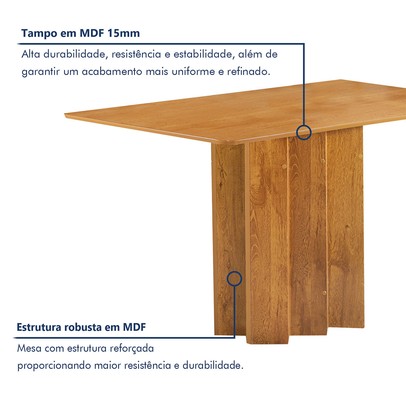 Mesa de Jantar 4 Lugares Lorena Luisa Cinamomo/Marrom - Cel Móveis