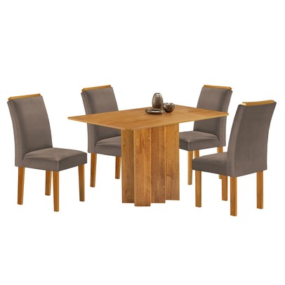 Mesa de Jantar 4 Lugares Lorena Luisa Cinamomo/Bege Escuro - Cel Móveis