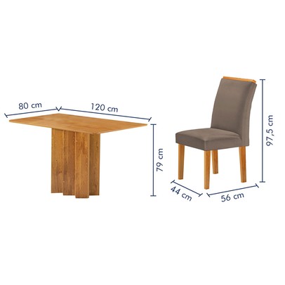 Mesa de Jantar 4 Lugares Lorena Luisa Cinamomo/Bege Escuro - Cel Móveis