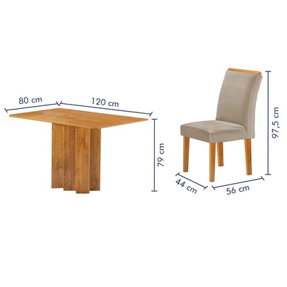 Mesa de Jantar 4 Lugares Lorena Luisa Cinamomo/Bege Claro - Cel Móveis