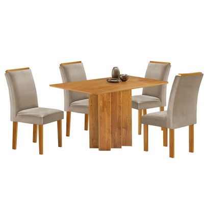 Mesa de Jantar 4 Lugares Lorena Luisa Cinamomo/Bege Claro - Cel Móveis