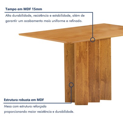 Mesa de Jantar 4 Lugares Lorena Luisa Cinamomo/Bege Claro - Cel Móveis